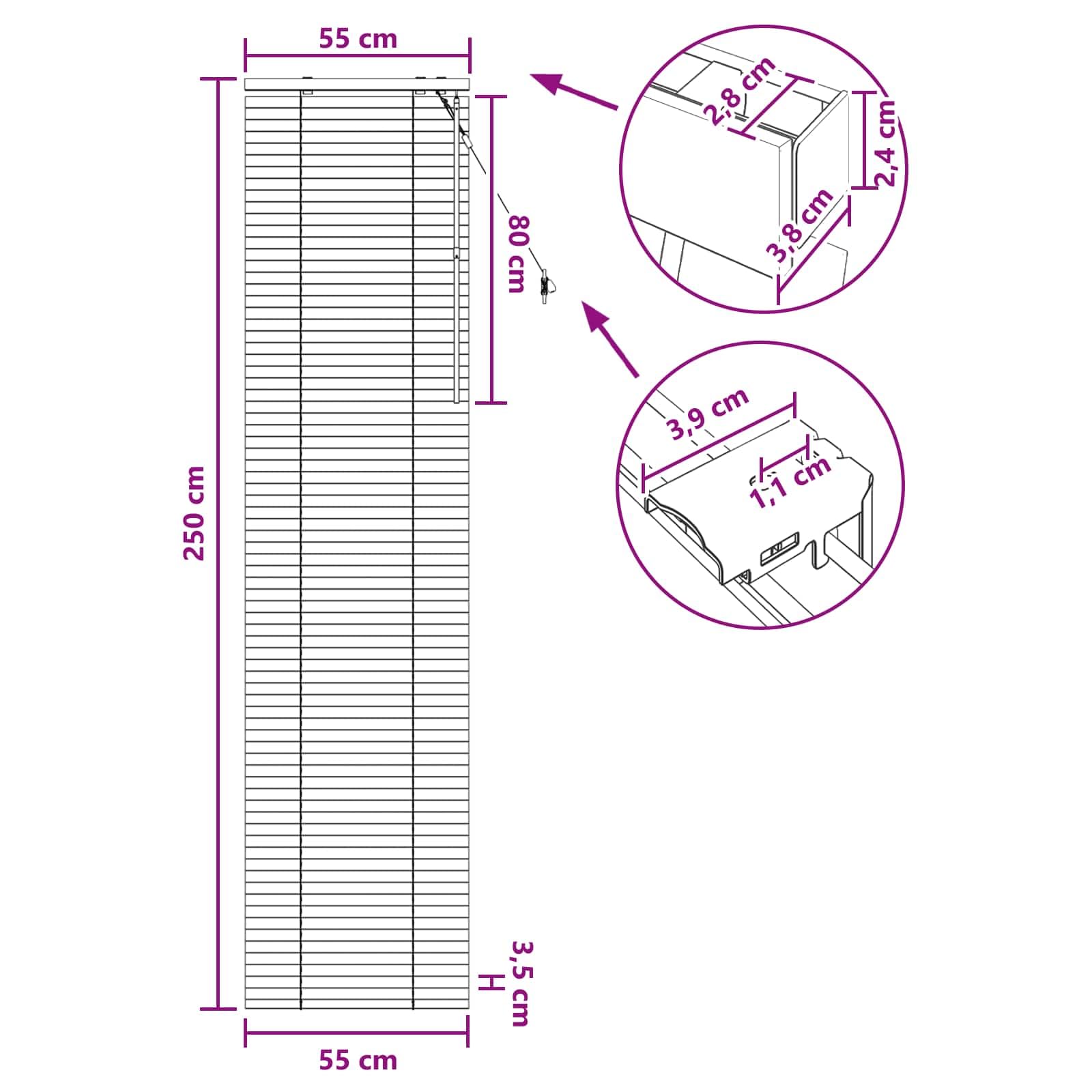 vidaXL Tenda Veneziana Bianco 55 x 250 cm 35 mm