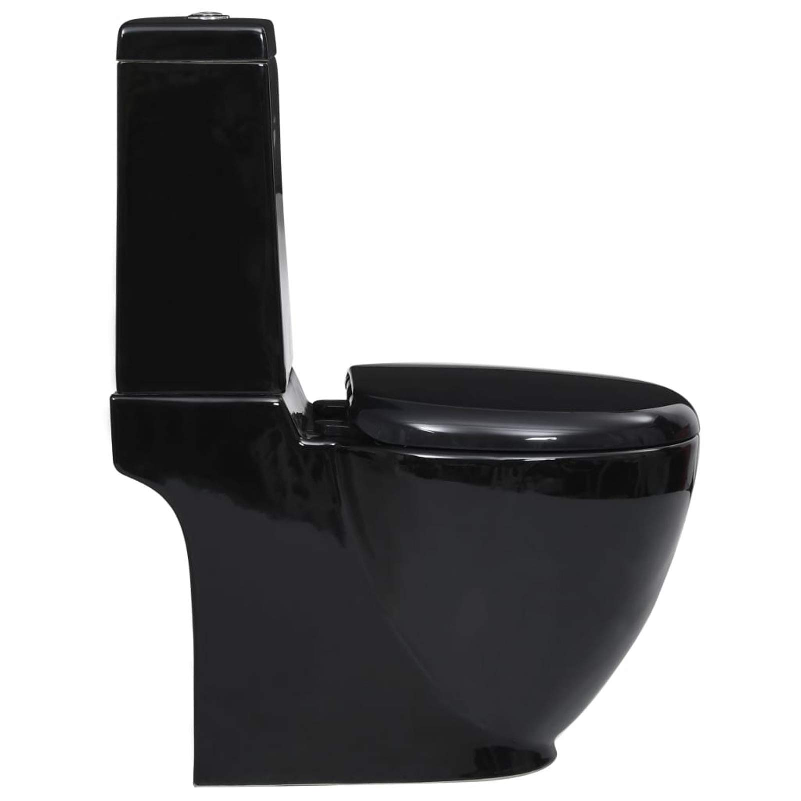 Inodoro WC flujo posterior de cerámica negro, Chaduof Inodoro Completo, Baños Completos, Toilet