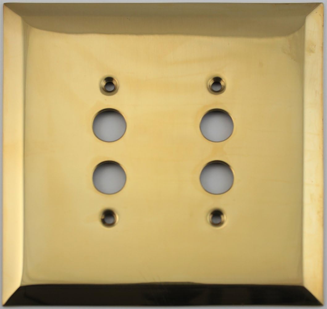 Jumbo Stamped Unlacquered Brass Two Gang Push Button Light Switch Wall Plate