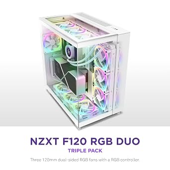 NZXT F120 RGB Duo Triple Pack - 3X 120mm RGB Fans + Hub - White