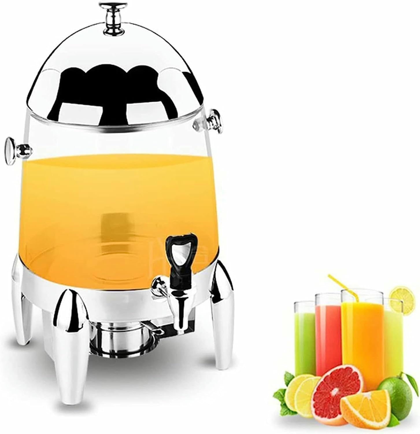 3 Gallon Commercial Coffee Chafer Urn, Stainless Steel Hot Beverage Dispenser with Lid, Spigot & Fuel Holder for Hotels, Buffets and Catered Events/Transparent