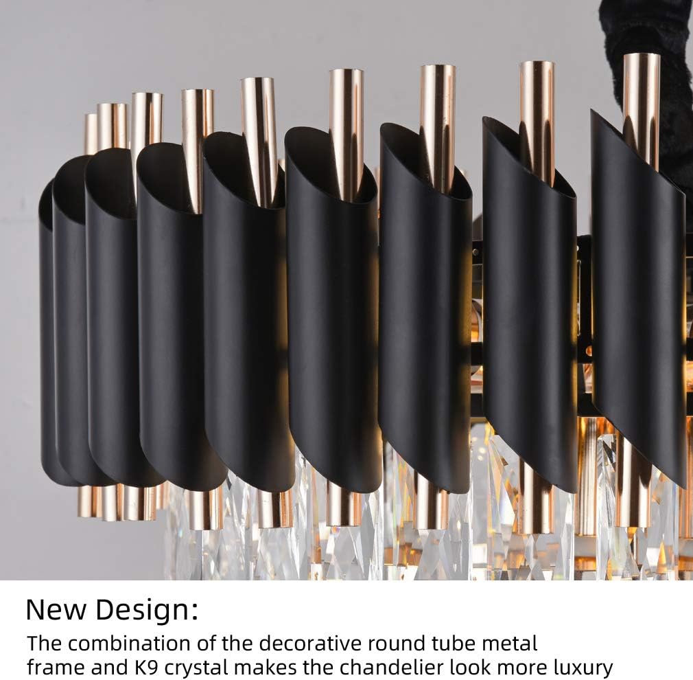 A AXILIXI Crystal Chandelier Contemporary, 20" Modern Dinning Room Chandelier, Top K9 Crystal Ceiling Lights Fixtures, Round 4 Tiered Pendant Lighting Chandelier for Entryway Living Room - - 