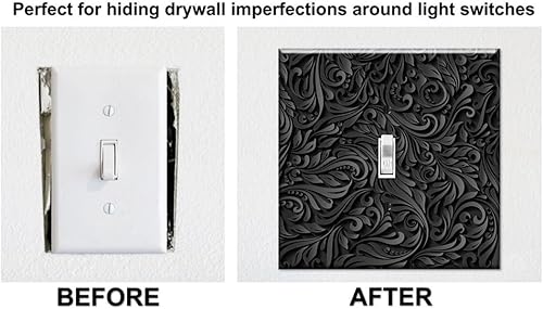 Vista 12 de Art Plates - Placa decorativa de pared de metal con palanca de 1 banda - Cubierta de placa de interruptor de luz negra de una pandilla - Imagen