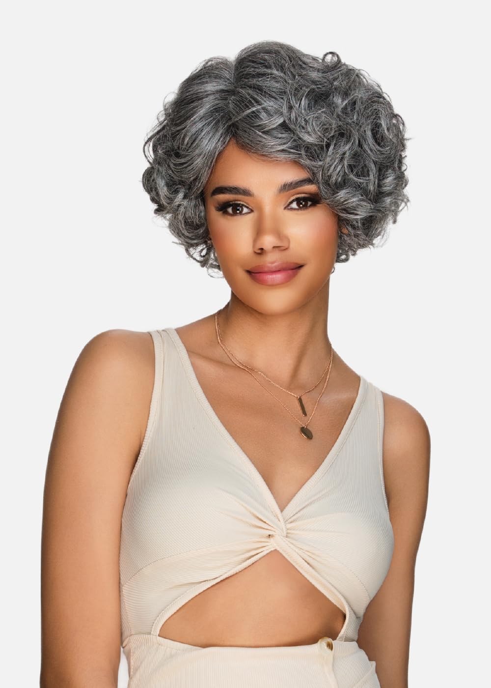 Vivica A. Fox HMB-ANNA, Handmade & Hand-tied Wig, Supreme Human Hair Blend, Color 1B Off Black