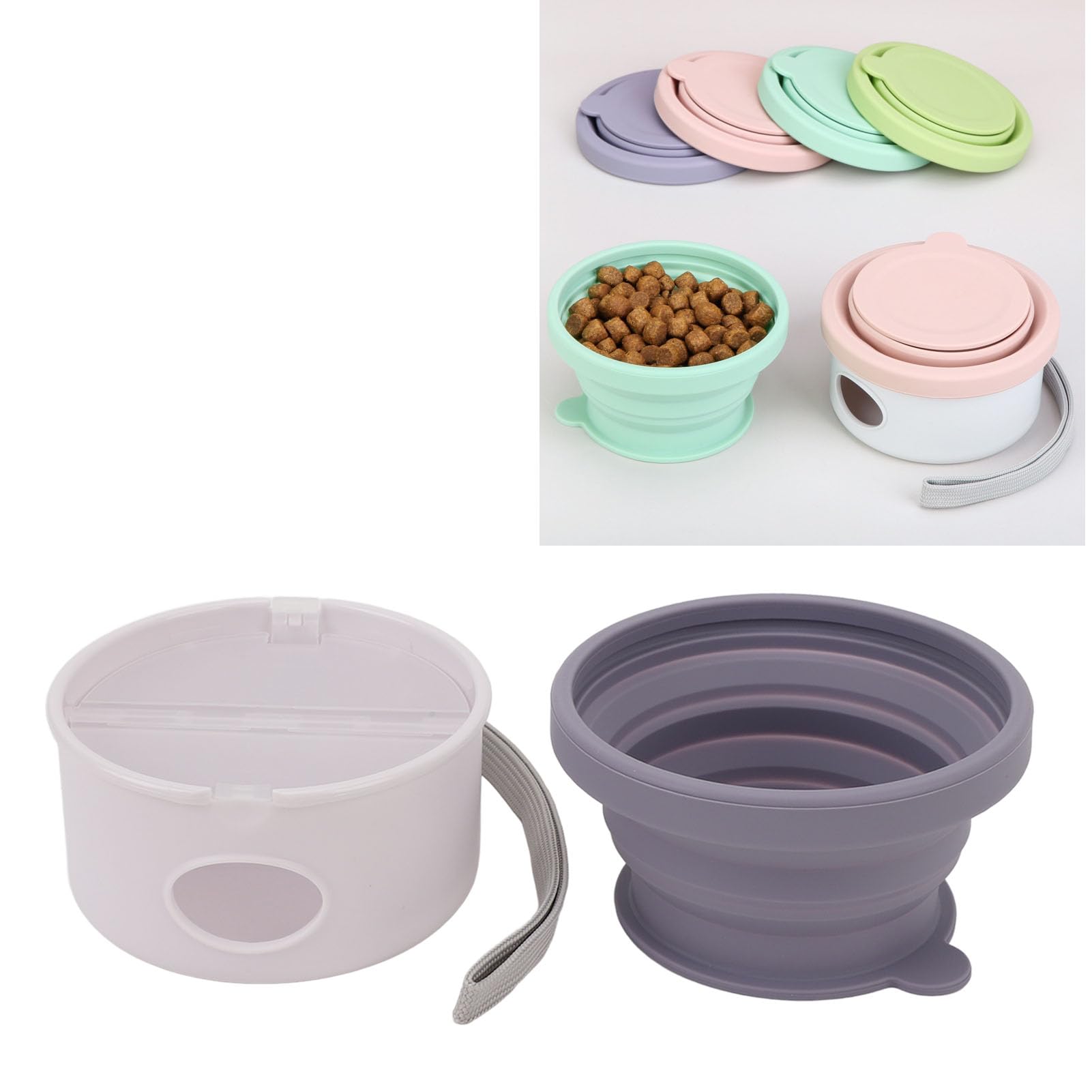 Ciotola da viaggio per cani da esterno e pieghevole in silicone per animali domestici, 150 ml (Viola)