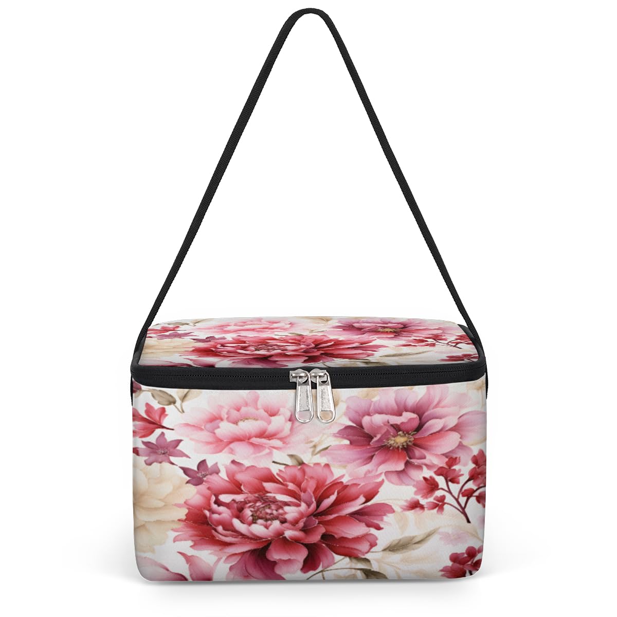 GzLeyigou Flowers Plant Lunch Bags for Women Men 9 Cans, Hot & Cold Food Delivery Bag Insulated Grocery Bag Insulated Lunch Box Blooming Rose Cooler Bag for Office Work Picnic Beach