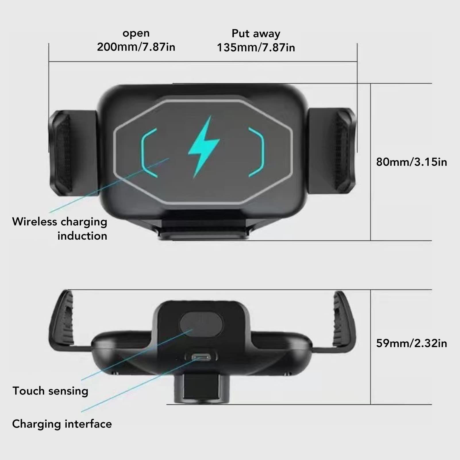 Garsent Caricatore Wireless per Auto, Supporto per Telefono con Morsetto a Ricarica Rapida da 15 W per Supporto per Presa D'aria per Auto, per Telefono Caricabatterie Wireless