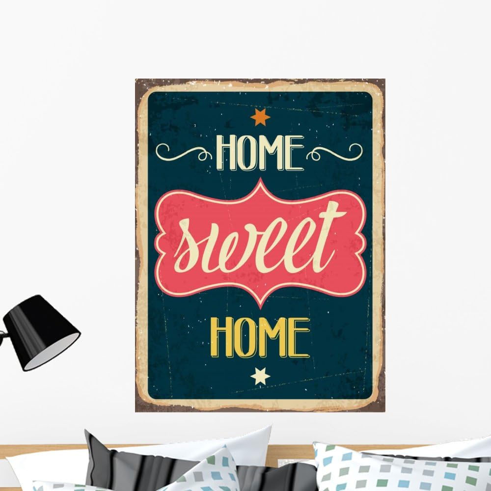 Wallmonkeys Retro Sign Home Sweet Wall Mural Peel and Stick Graphic (36 in H x 27 in W) WM368650