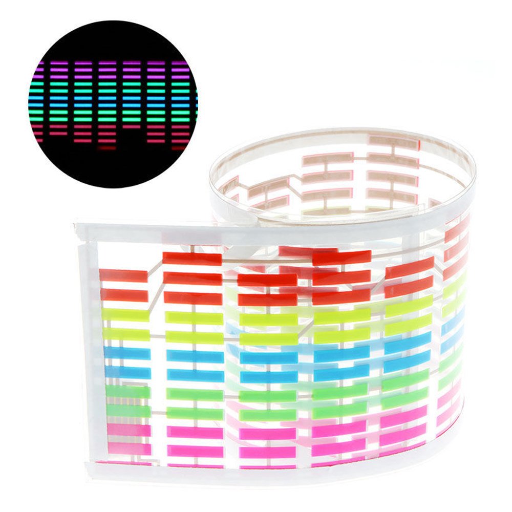 Band LED Rythmique Pour Voiture - 45x11cm, Capteur Sonore - S'allume Avec La Musique - Alimentation 12V - Couleurs Multiples - 3