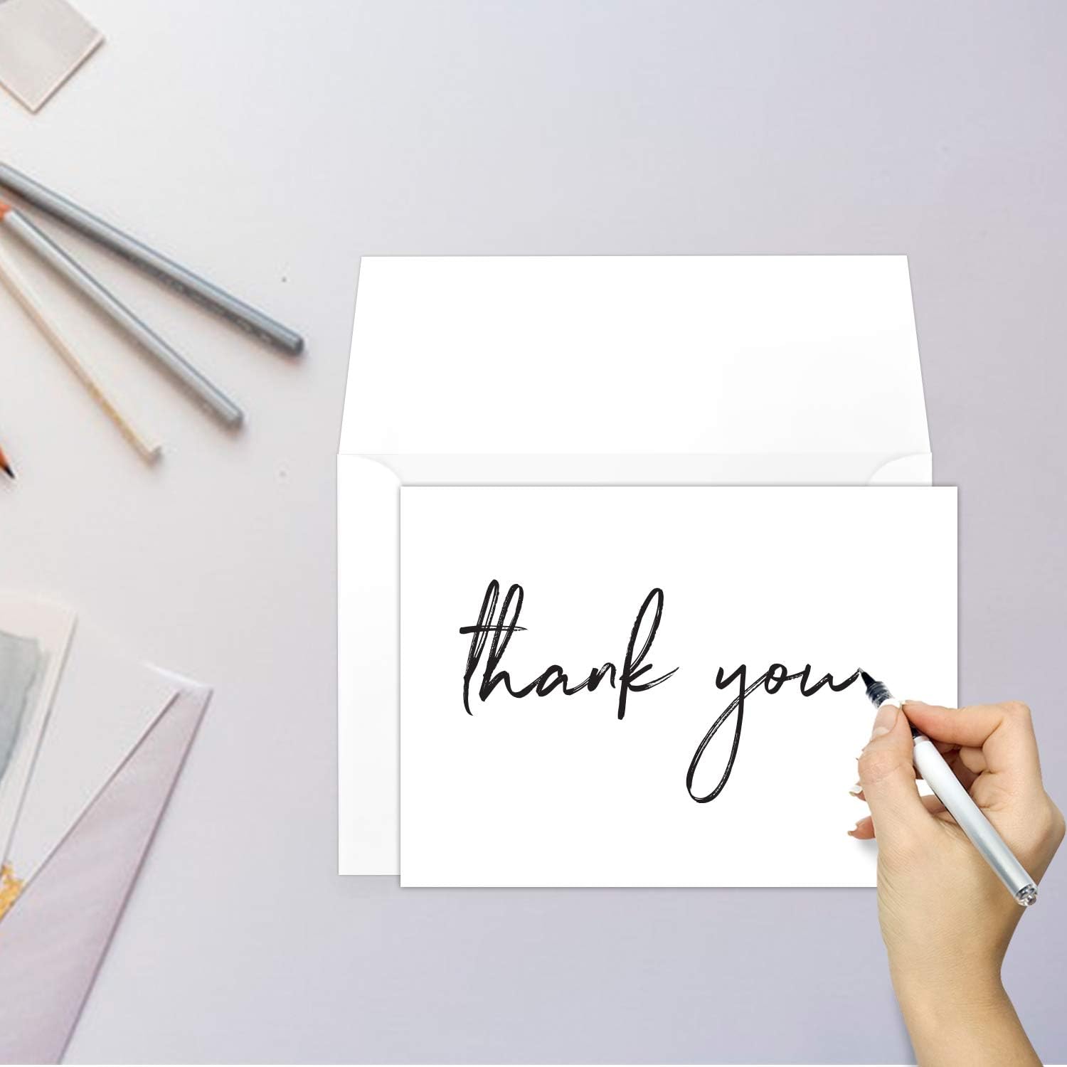 White Blank 5 x 7” Card Stock Thick Paper – Blank Postcards and Index Flash Note Cardstock – Perfect for Greeting, Thank You, Invitations – Stationery | 100 Cards Per Pack (100 Cards With Envelopes)