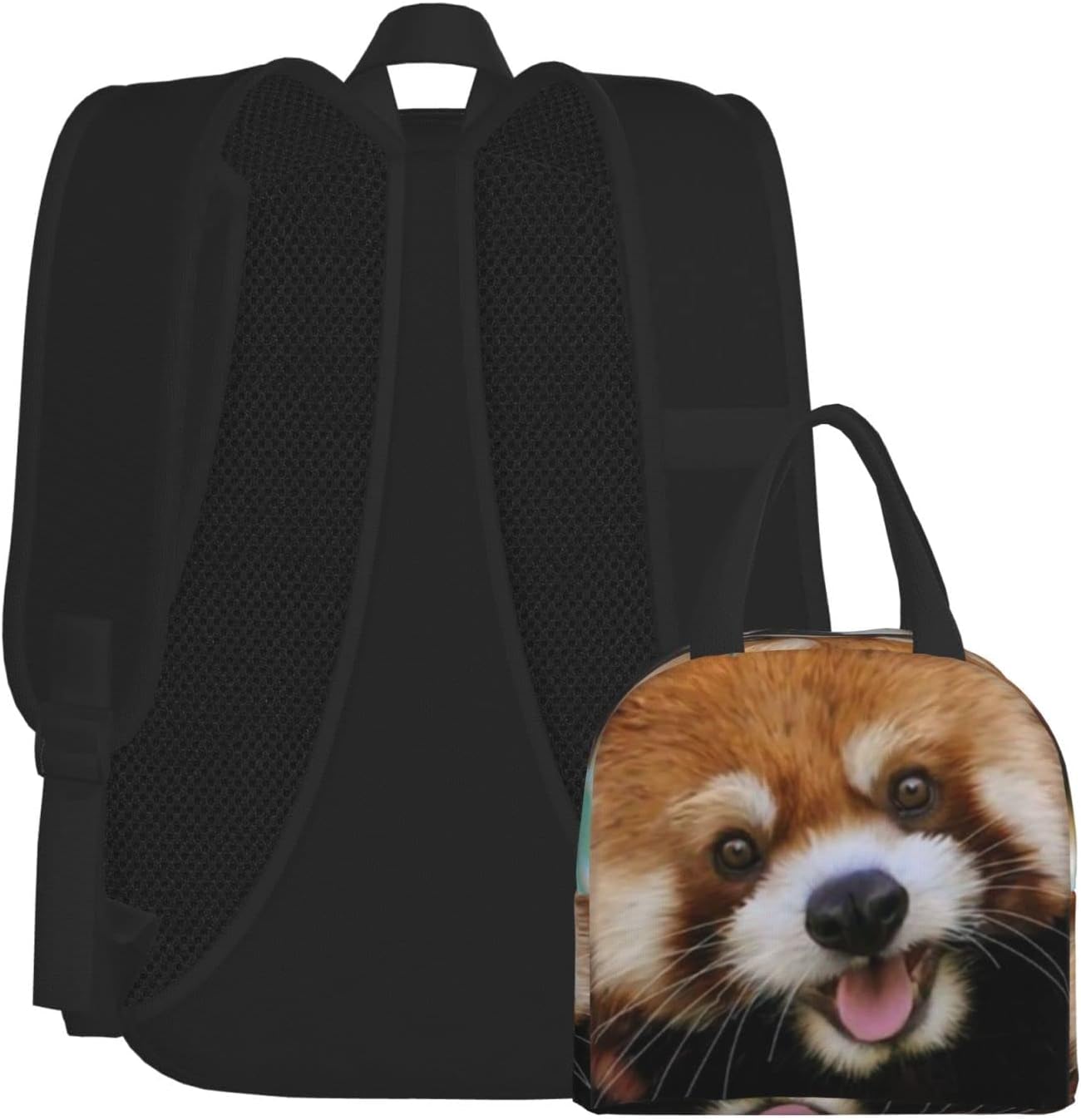 2pcs Backpack Set For Boys,Red Panda Backpacks And Lunch Box For Girl Elementary Bags Teens Bookbags