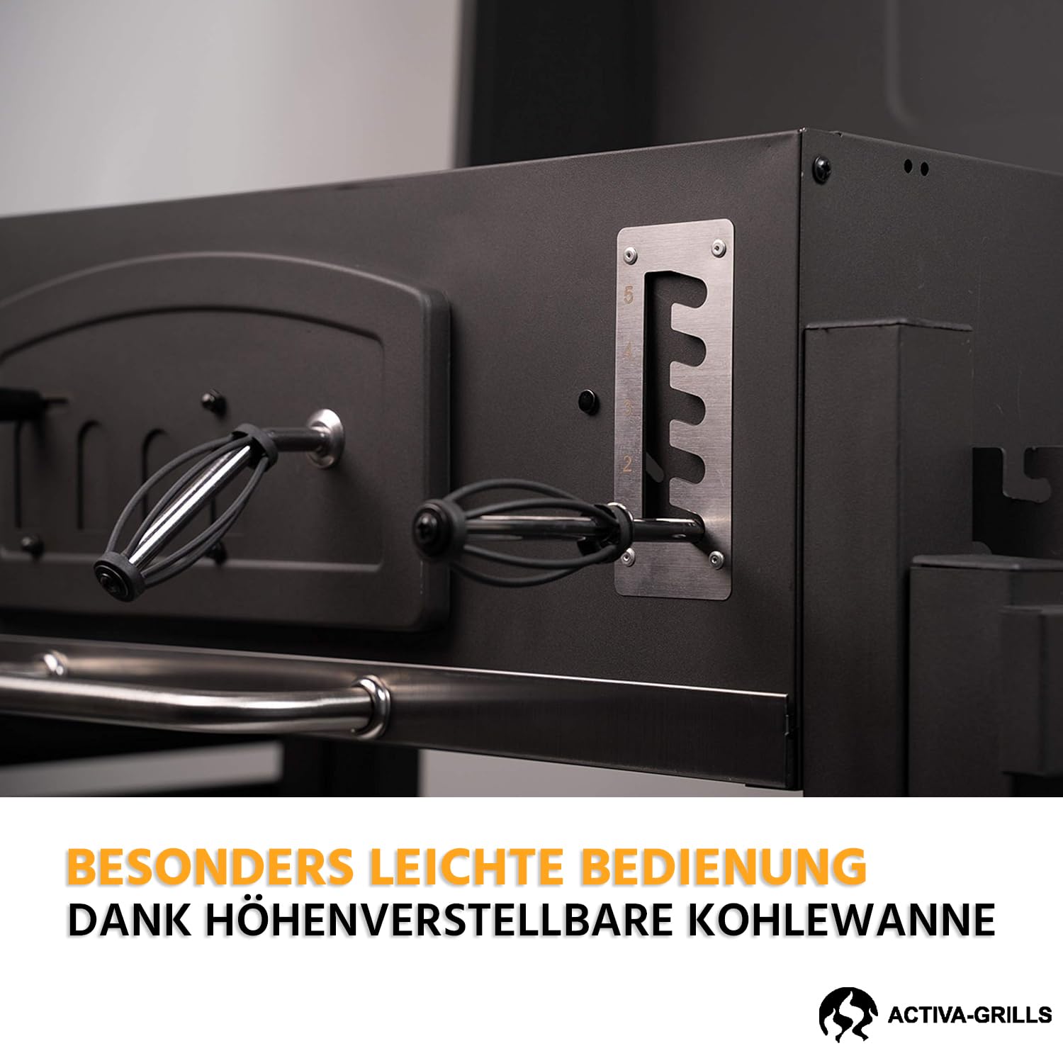 ACTIVA Holzkohlegrill Angulatus I Holzkohlegrill mit Deckel, verstellbarer Kohlewanne & Thermometer I Grillwagen für ein gelungenes Barbecue