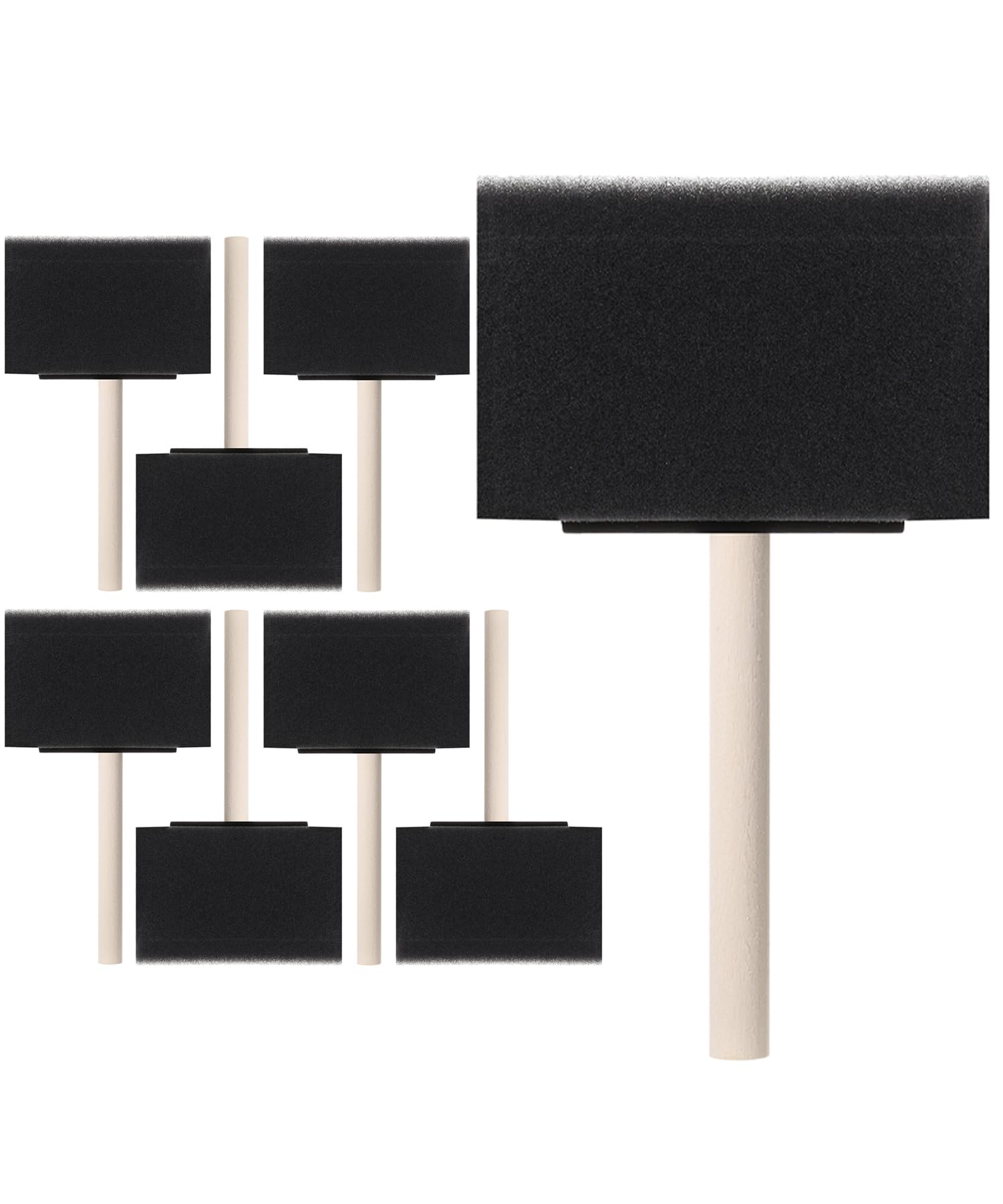 Bates- Foam Paint Brushes, 4 Inch, 8 Pack, Wooden Handle