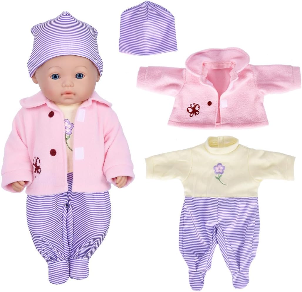 7 pcs Baby Doll Clothes Fit for 14-16 Inch Baby Doll Dresses Outfits 17 inch New Born Baby Dolls,15 Inch Baby Doll (No Doll)
