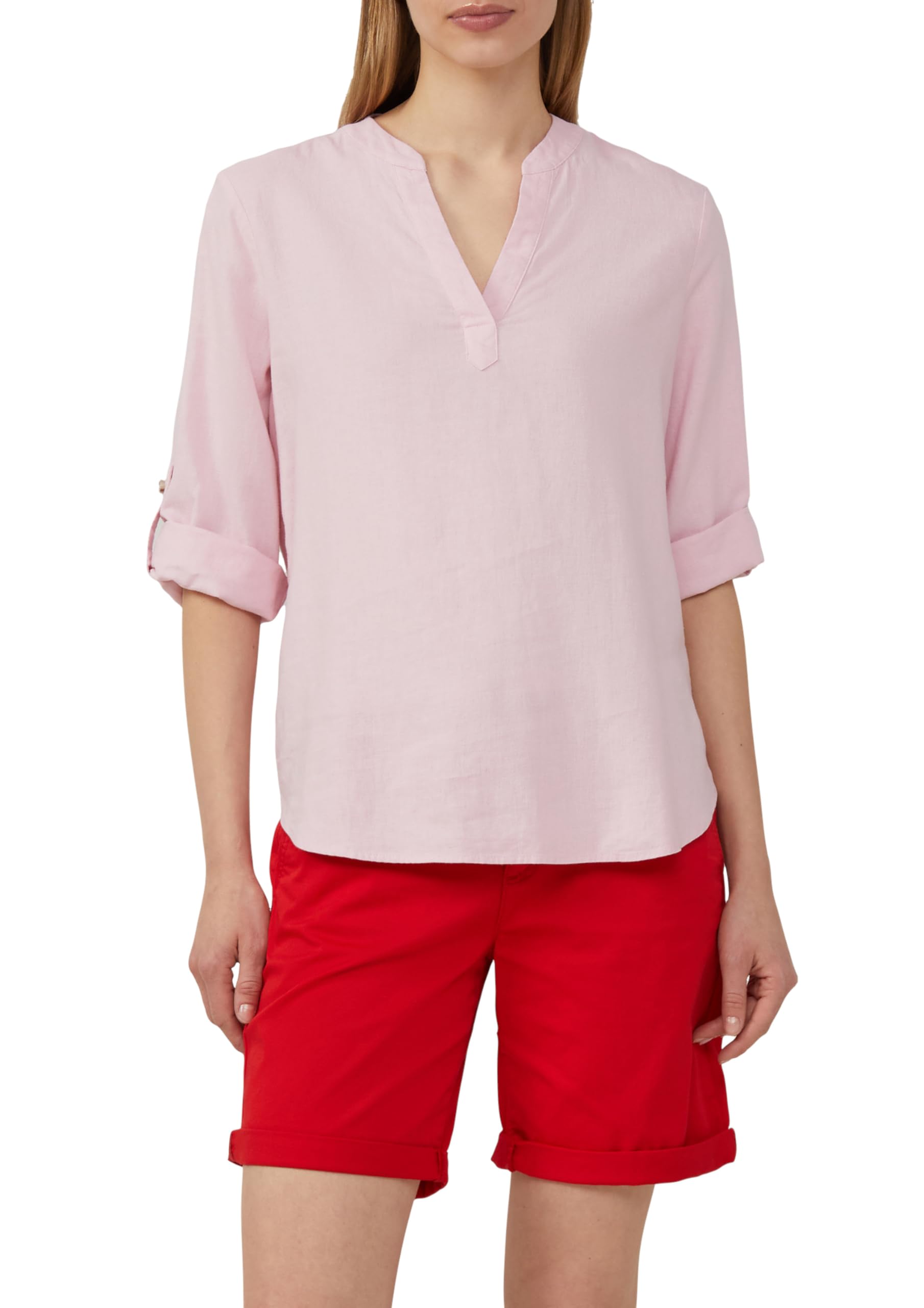 s.Oliver Linen Blend Turn-Up Blouse, Pale Pink, 8