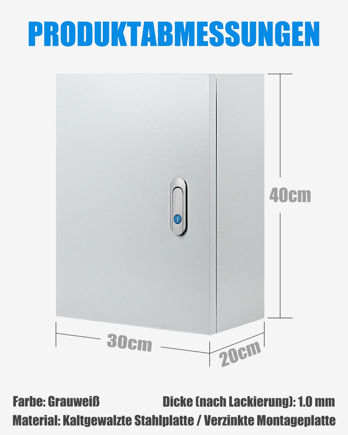Caja de distribución de acero inoxidable, 40 x 30 x 20 cm, resistente al agua, distribuidor eléctrico montado en la pared exterior, con cerradura estable y junta impermeable