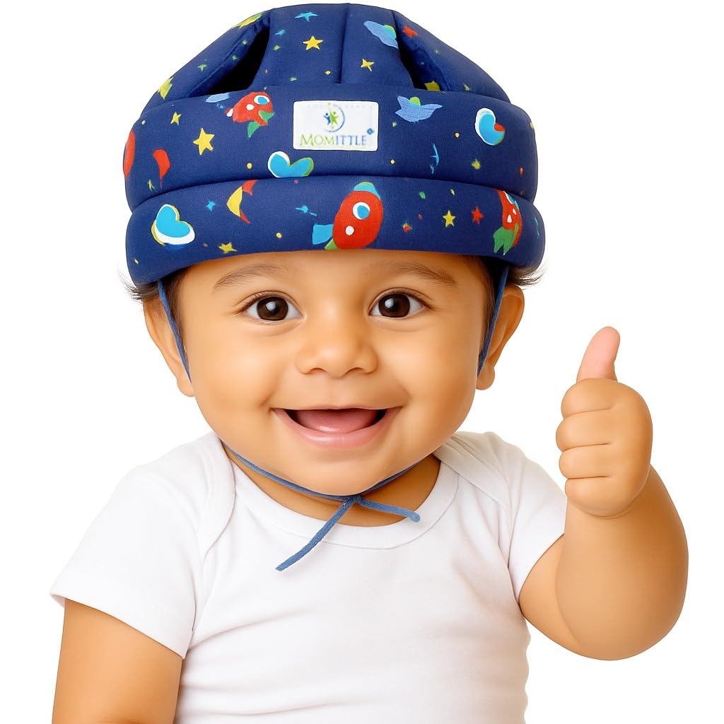 MOMITTLE Baby Infant Toddler Helmet No Bump Safety Head Cushion Bumper Bonnet Adjustable Protective Star Printed Cap Child Safety Headguard for Running Walking Crawling Safety Helmet for Kids-image-14