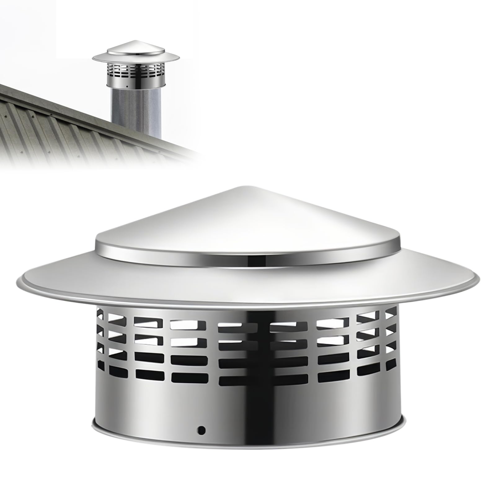 160 mm di diametro interno Copertura per comignolo: protezione per comignolo, comignoli antipioggia, parapioggia, paracomignolo in acciaio inossidabile
