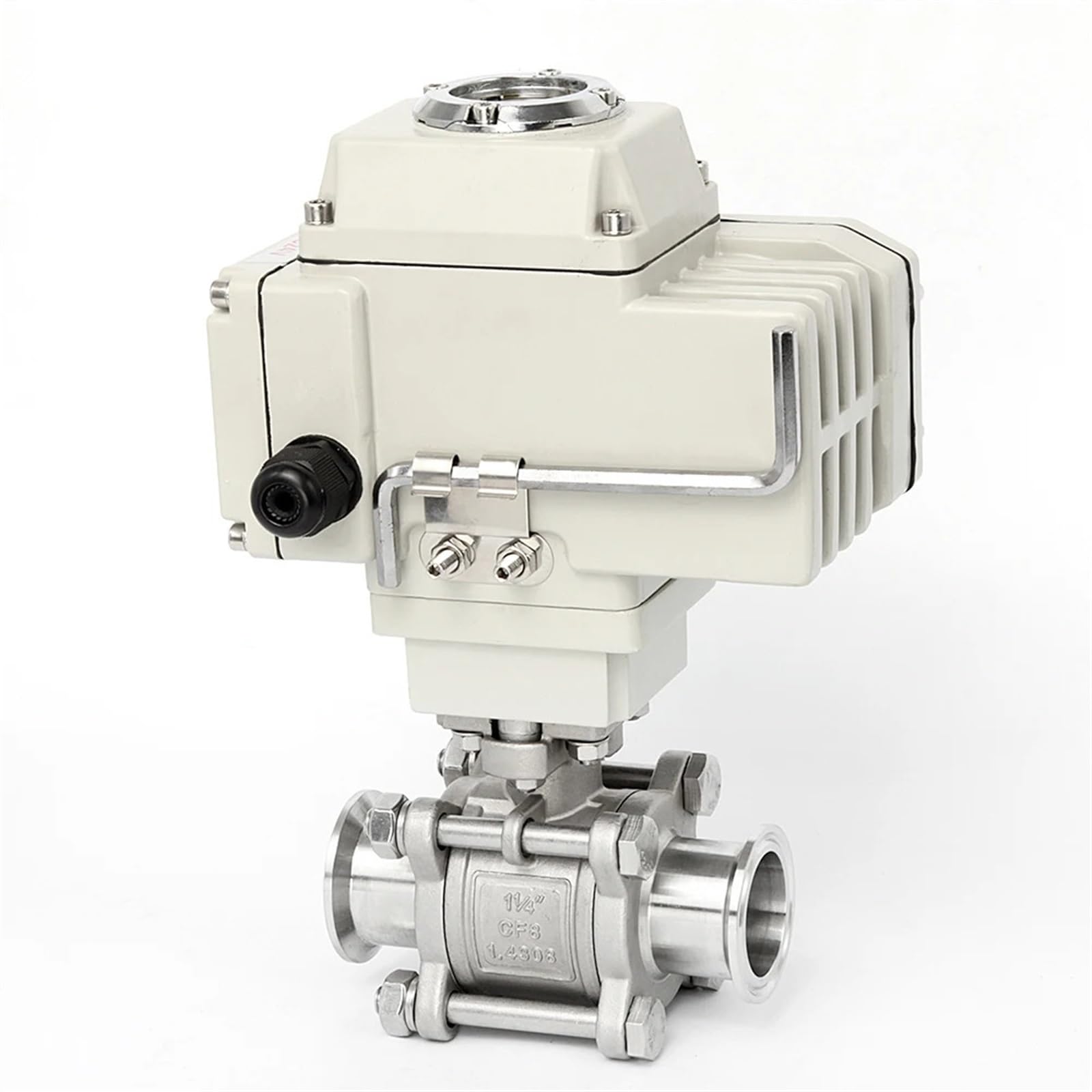 KKCZOFMJ DN20 2 Way Platform Motorized Ball Valve Stainless Steel Q911F-16P Tri Clamp Ferrule Type Electric Ball Valve(220VAC)