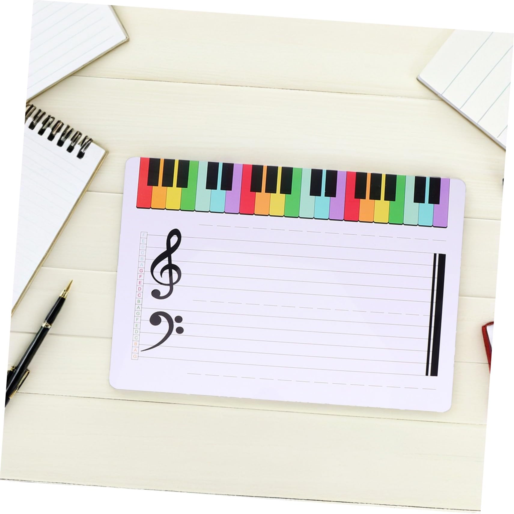 TEHAUX 6 Stück Personal Whiteboard Klavier Löschbare Tafel Musik Trocken Abwischbare Tafeln Tafel Beschreibbare Musiktafel Klavierunterricht Musik Trocken