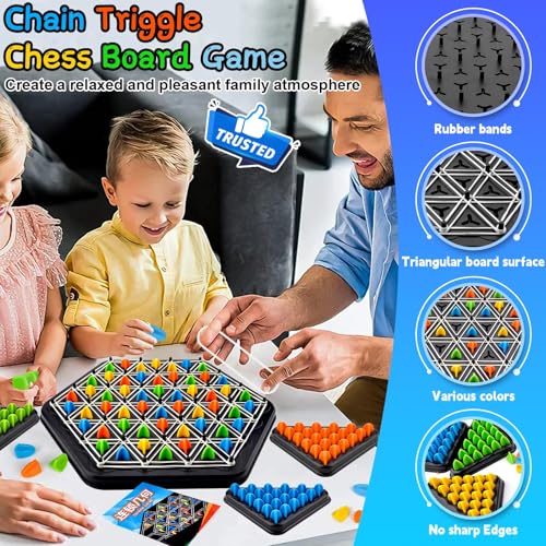 Pipihome Triangle Board Game, Chain Triangle Chess Game Age 3+, Rubber Band Game for Adults & Kids - Image 3