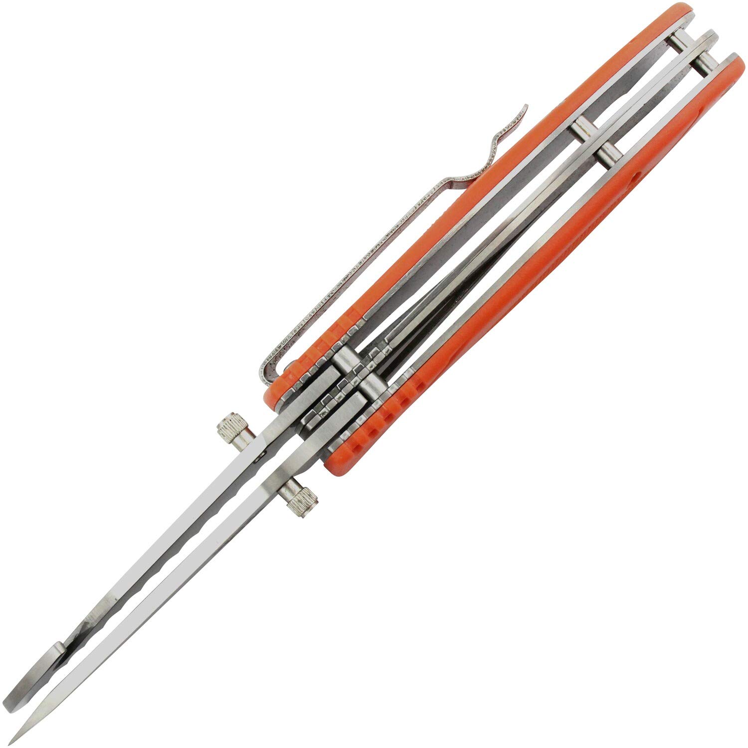 Wald & Forst Einhand-Jagdmesser Klappmesser mit Clip, Säge und Skinner, Signalorange, Aufbewahrungskoffer, 8 cm Klinge, 420-Stahl, Kunststoffgriff, 185 g, Faltbar, Wiederverwendbar, Jagd