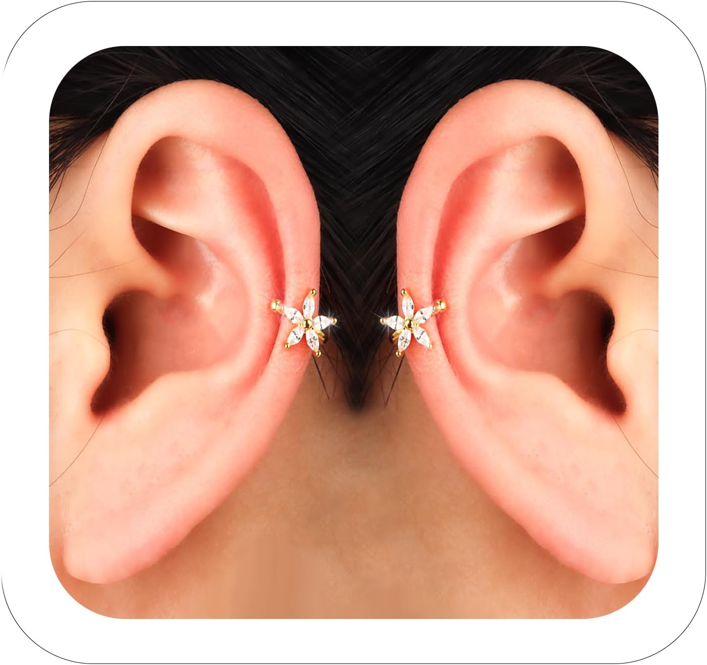 Ear Cuffs Non Piercing for Women Flower Earring Cuff Gold Non Pierced Lightweight Hypoallergenic Cartilage Earrings Dainty Jewelry Gift