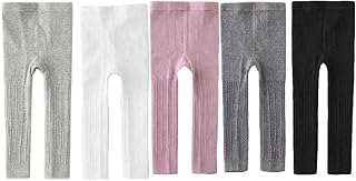 5Pack Baby Girls Footless Tights Cable Knit Leggings Pants Kids Stocking