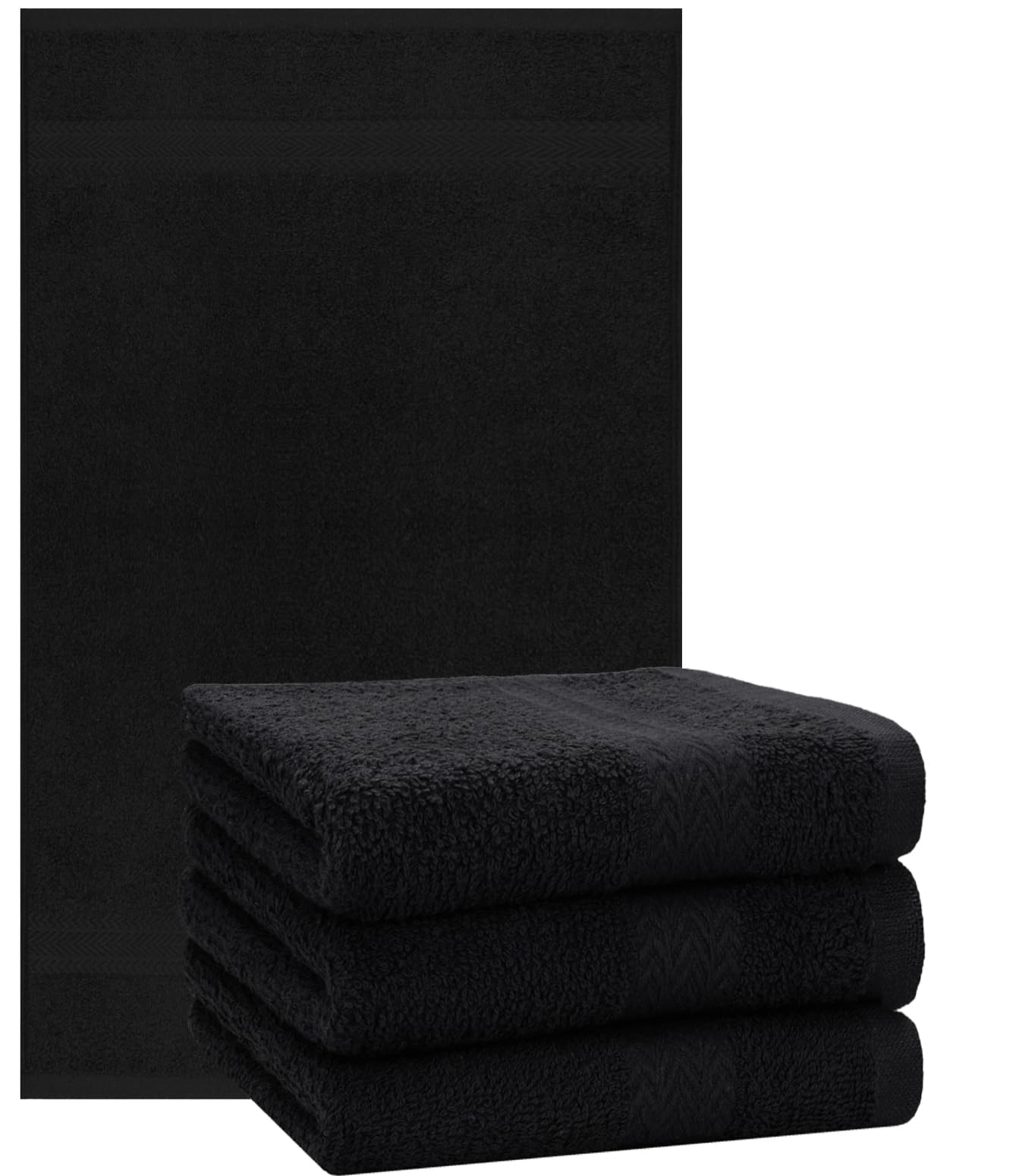 Betz 4 Toallas de Lavabo Premium tamaño 50x100 cm 100% algodón coloresa Negro