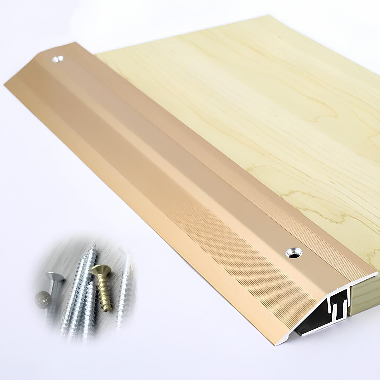 Perfil De Transición Para Suelos,Tiras De Transición De Suelo De Aluminio,Tira De Borde De Umbral Compensación De Altura 10-18 Mm(Gold,4.5x140cm)