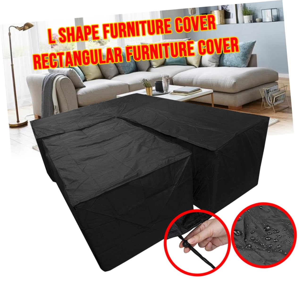 YARNOW Funda De Sofá Negra Protectora Resistente Humedad Para Cubrir Sofás De Dos Plazas Exterior