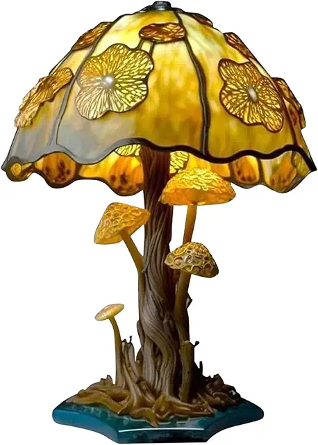 Mushroom Lamp - USB Rechargeable LED Table Light with Flower Printing for Bedroom & Living Room