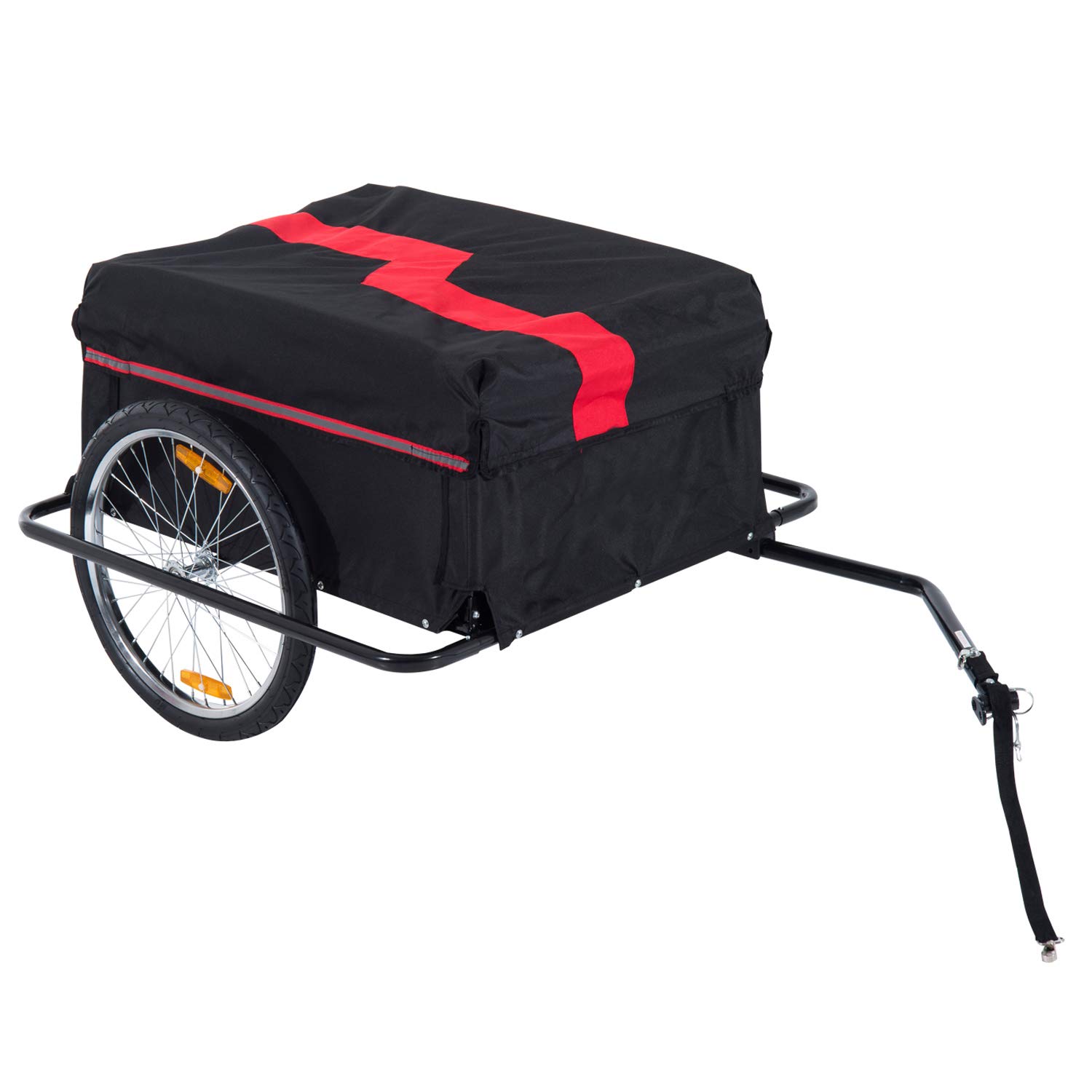 HOMCOM Remorque de Transport vélo Cargo capacité 70 L Barre d'attelage Incluse Housse Amovible 4 réflecteurs Charge Max. 40 Kg