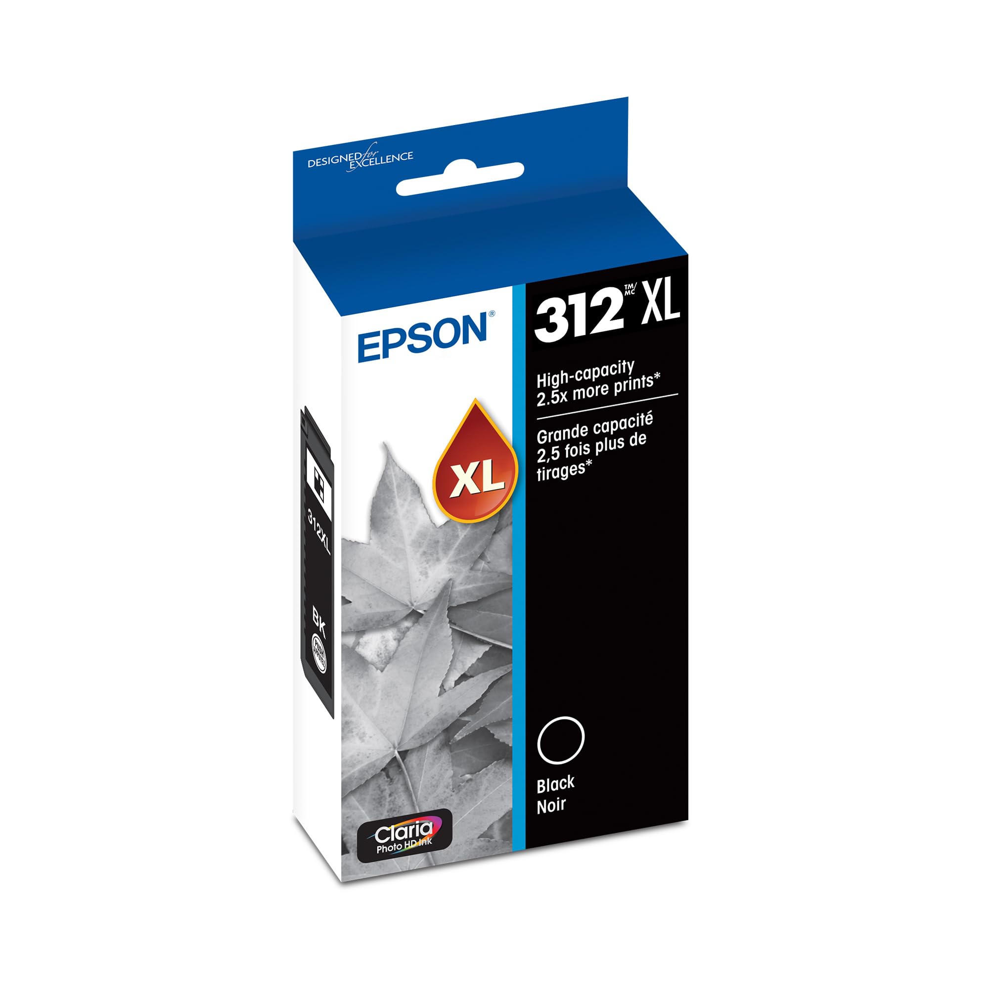 Epson312 Claria Photo HD Ink High Capacity Black Cartridge (T312XL120-S) Works with Expression Photo XP-8500, XP-8600, XP-8700, XP-15000