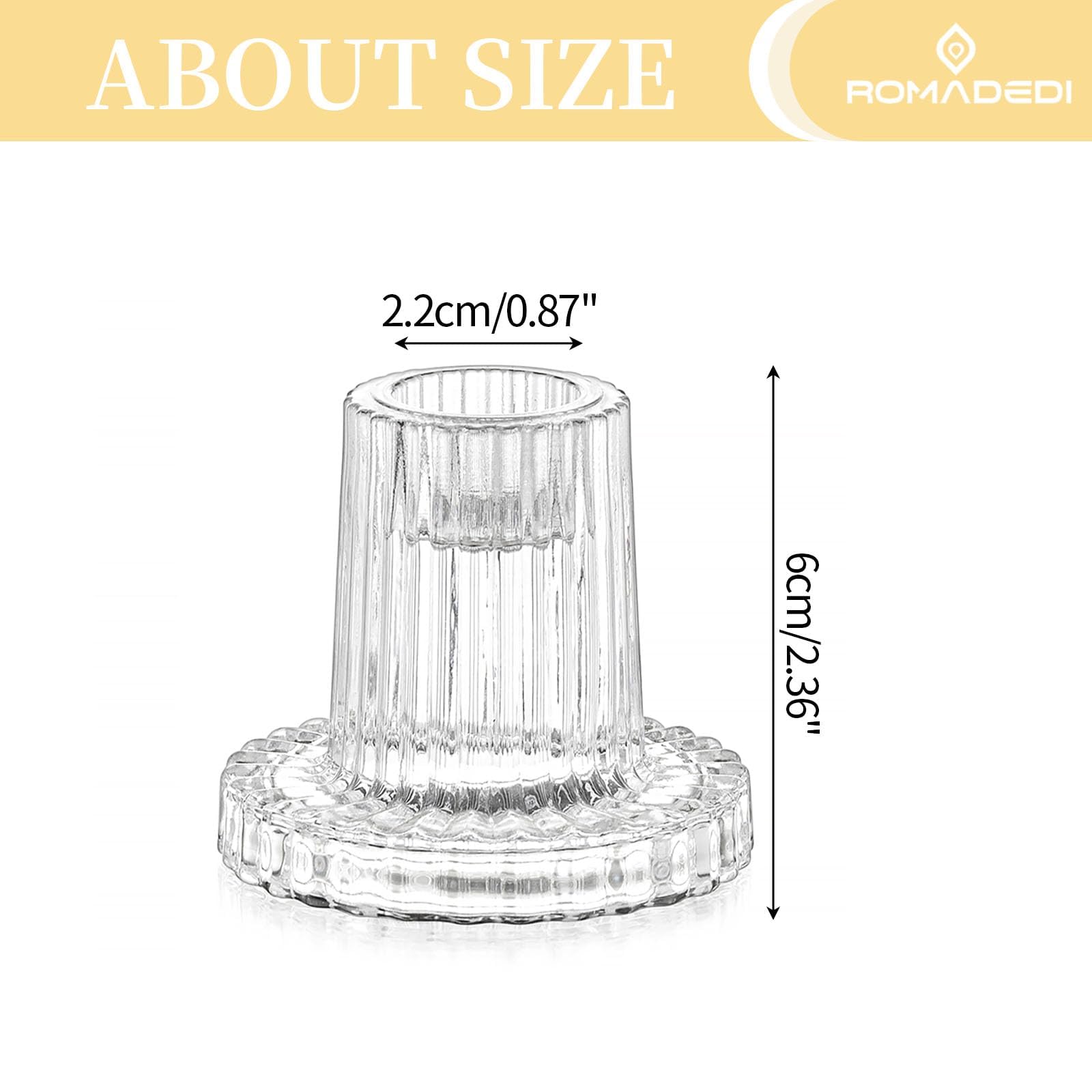 Romadedi Chandelier Bougeoir Verre Transparent - Lot de 20 Petite Bougeoir Mariage Decoratif Noel Decoration Maison Supports pour Bougies Coniques Centre de Table Salon Chambre