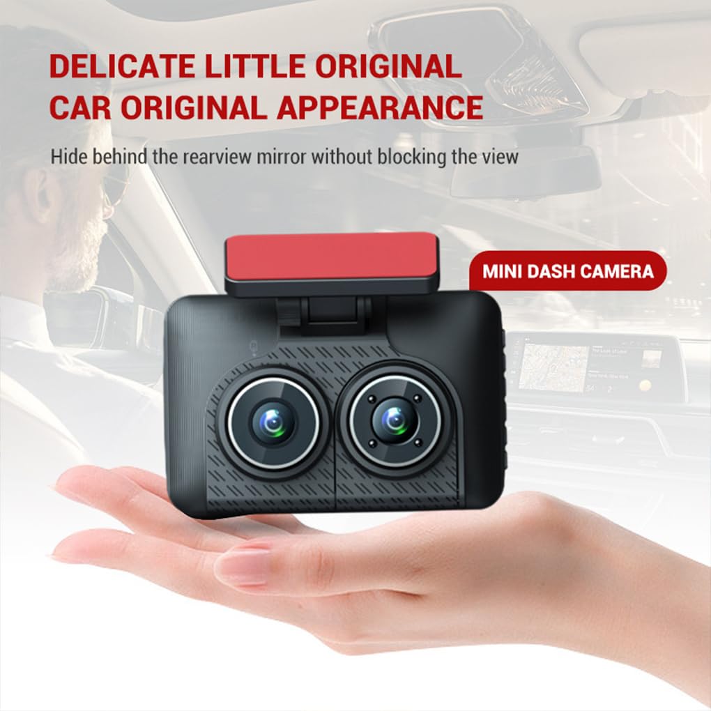 Dashcam per auto con 3 lenti e 3 Per canali, anteriore e posteriore, registrazione video HD 1080P, sensore G per parcheggio, registrazione in loop,
