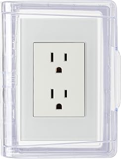 Peel 'n' Stick Clear Outlet Covers - Stays Closed during Use - Splash Proof Electrical Outlet Cover - Safety Outlet Covers - Hinged Electrical Outlet Covers for Single Stack US Outlets - 6.3" x 5"