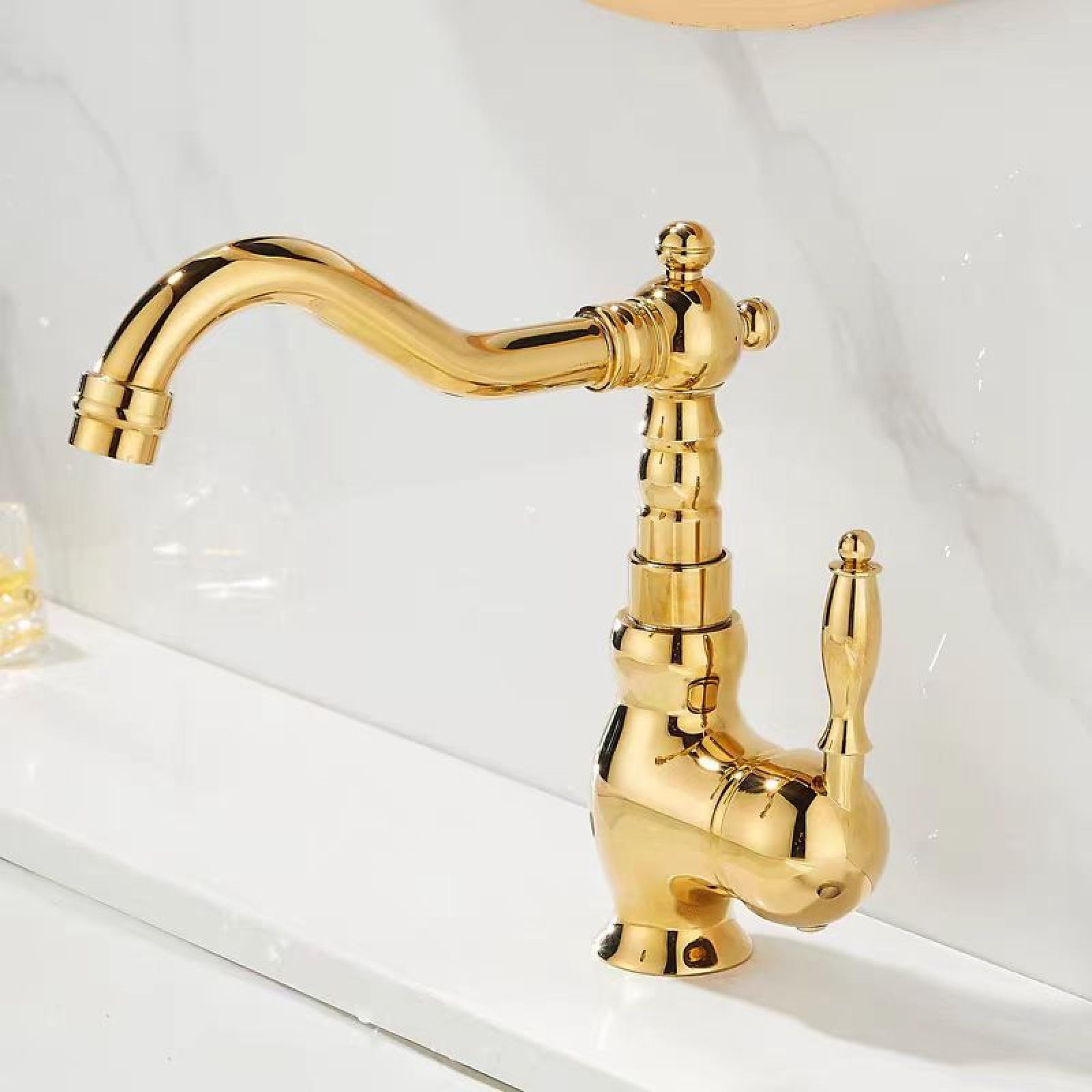 Fanjubei Golden And Ordinary Short Plants All-Copper Kitchen Hot And Cold Water Sink Faucets