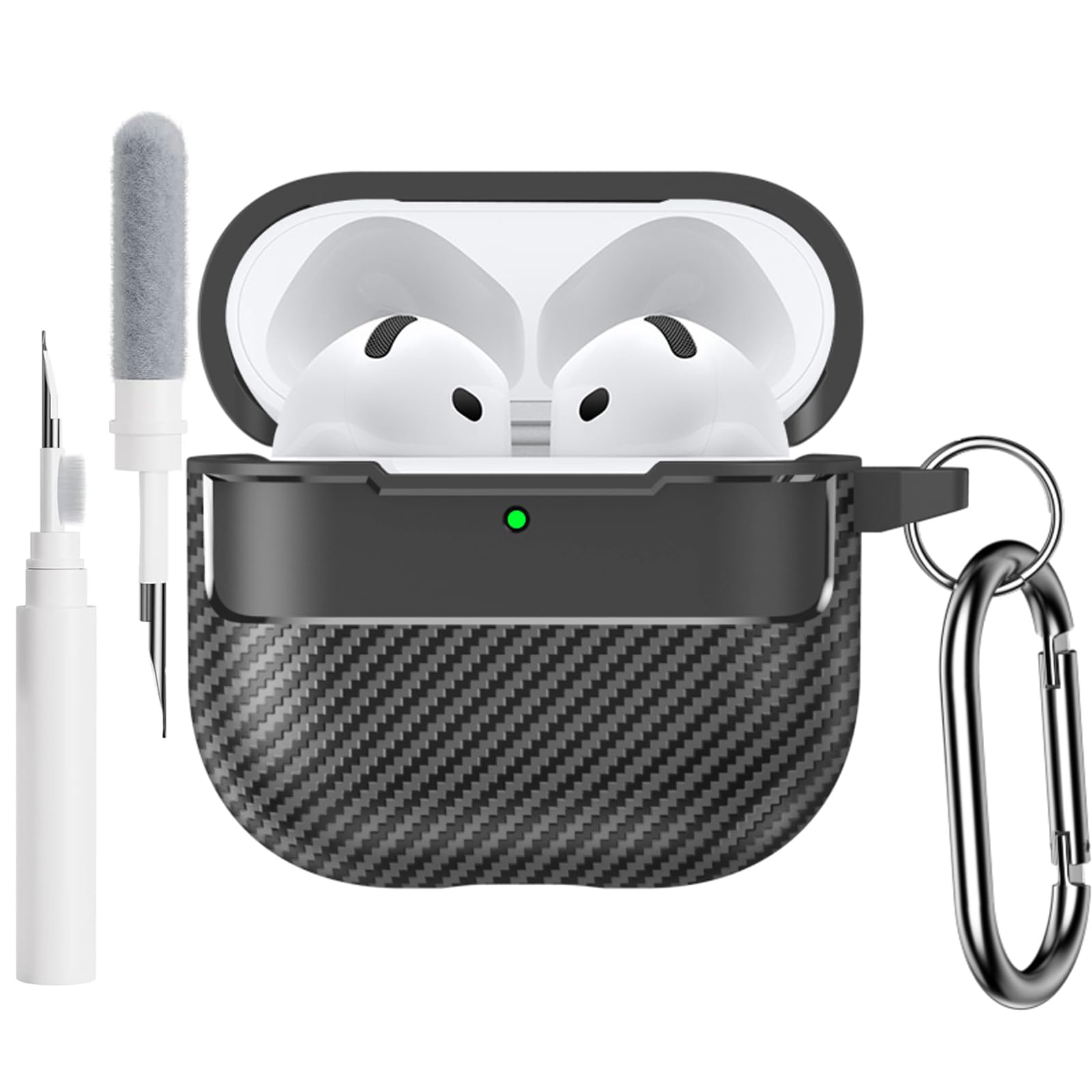 Reownest Compatibel voor AirPods 4 hoesje zacht TPU met Cleaner Kit Leuk Cool Amber Ontwerp Schokbestendige Sleutelhanger Cover voor Meisjes Vrouw voor Airpods 4 (2024) - Amber