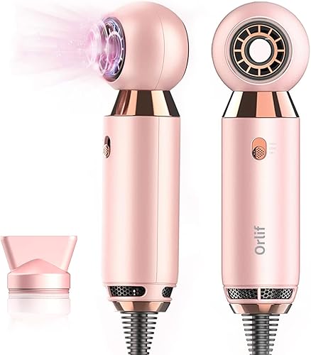 Secador de pelo profesional de 800 W, ligero y compacto, secador de pelo de flujo potente para viajes y hogar, boquilla concentradora rosa