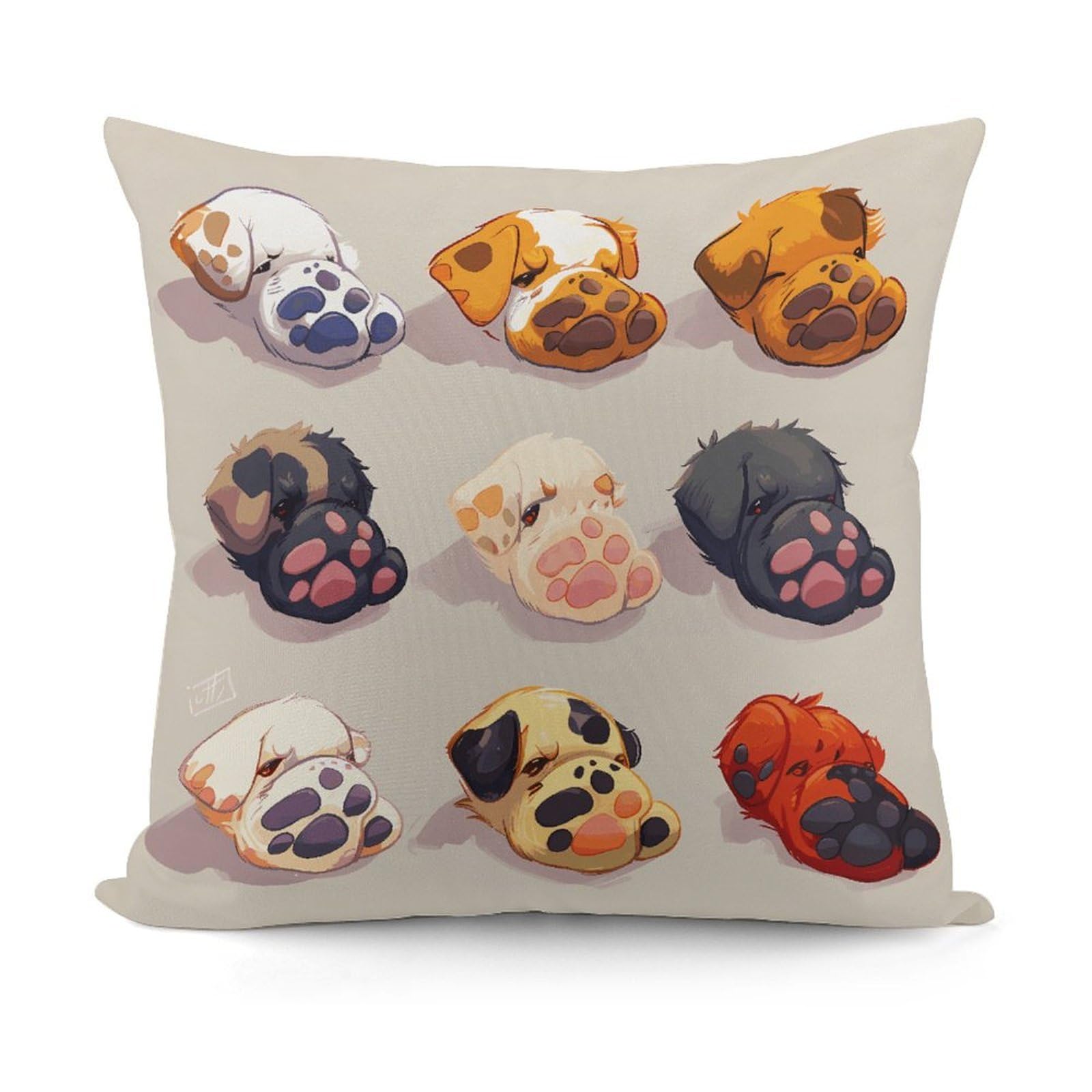LZQPOEAS Cute Dog Paw Throw Pillow Cover 18x18 in Breathable Square Pillow Case Cozy Soft Pillowcase Protector Fashion Modern Couch Cushion Case for Living Room Bed Sofa Decor