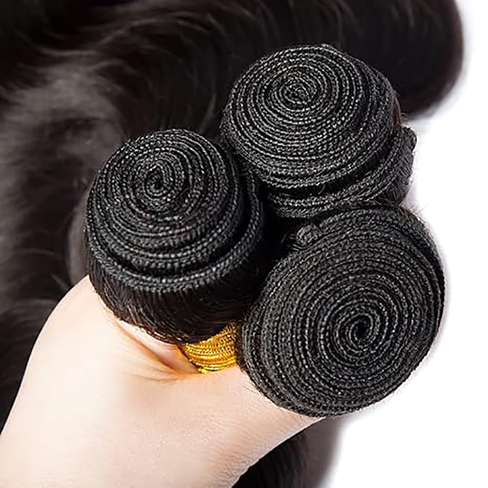 Extensiones de cabello humano Body Wave de pelo humano, mechones de cabello humano, extensiones de cabello humano, doble trama, 50 g/pieza, negro natural #1B, color 18, 20, 50 cm