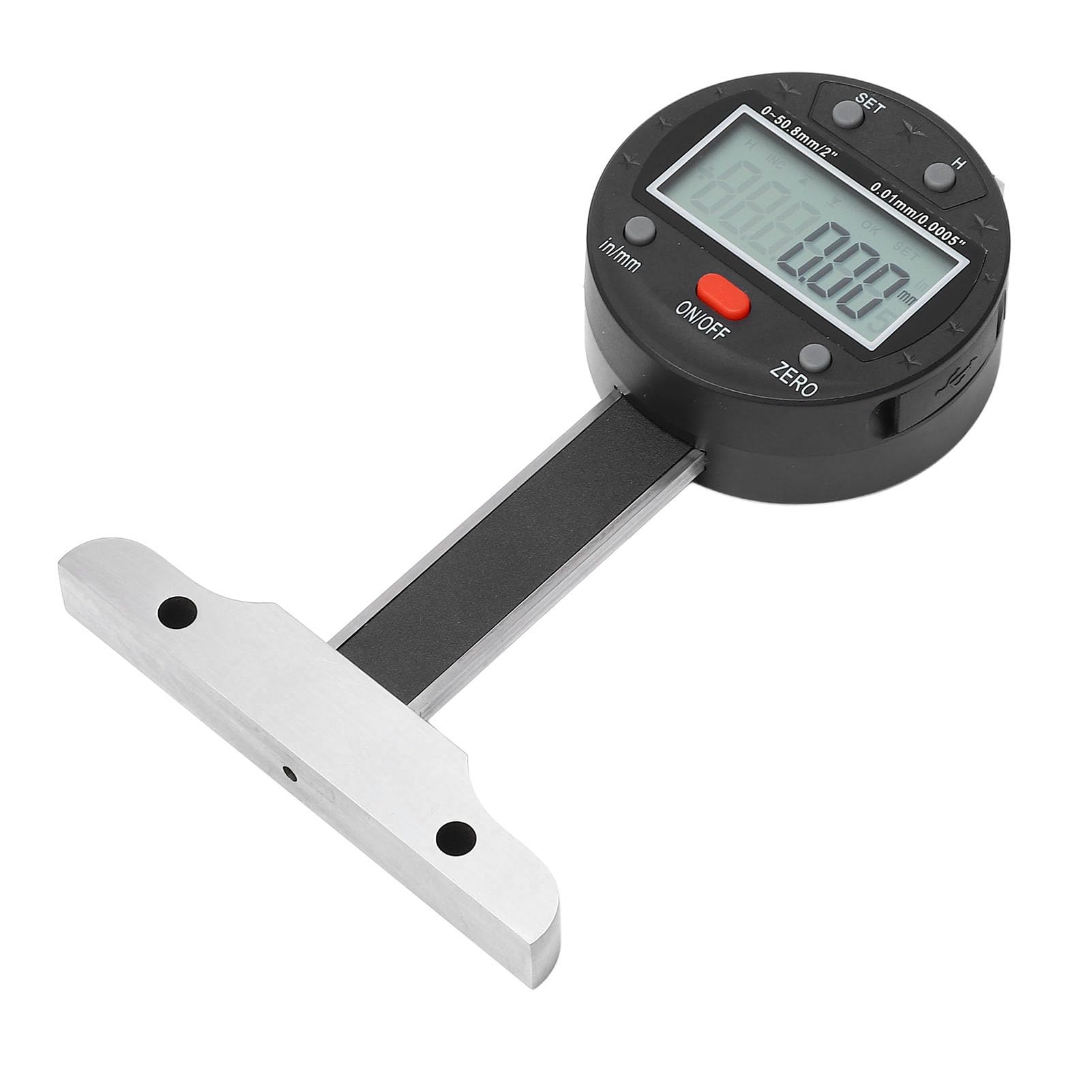 Medidor de profundidad digital Pantalla LCD de alta precisión Indicador de profundidad electrónico Herramienta de medición con interfaz de datos Acero de aleación de 0,508 mm