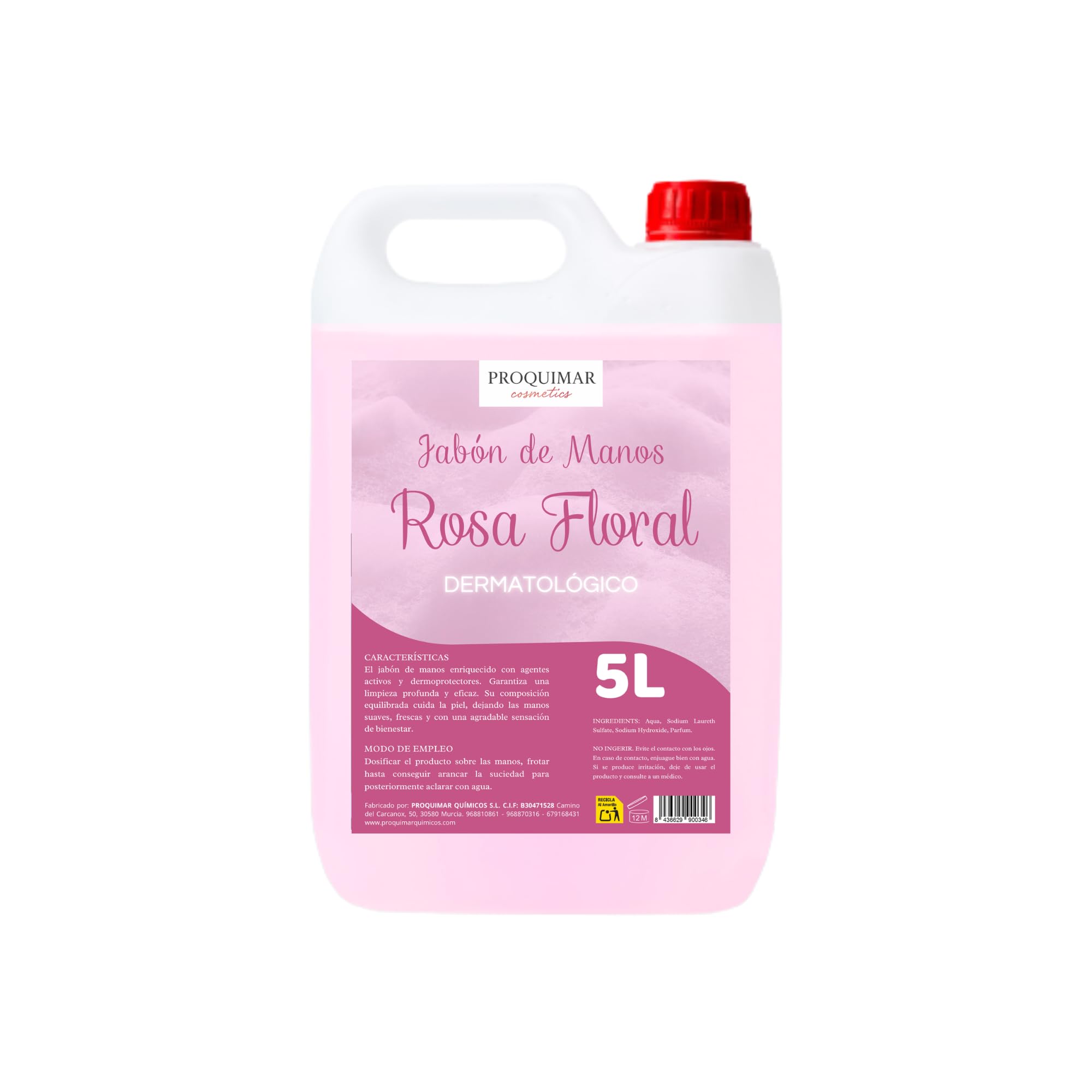 Jabón de Manos – Gama de Aromas, Limpieza Suave para Uso Diario, Hidratación Total, Aroma Duradero, 5000 ml (Rosa)