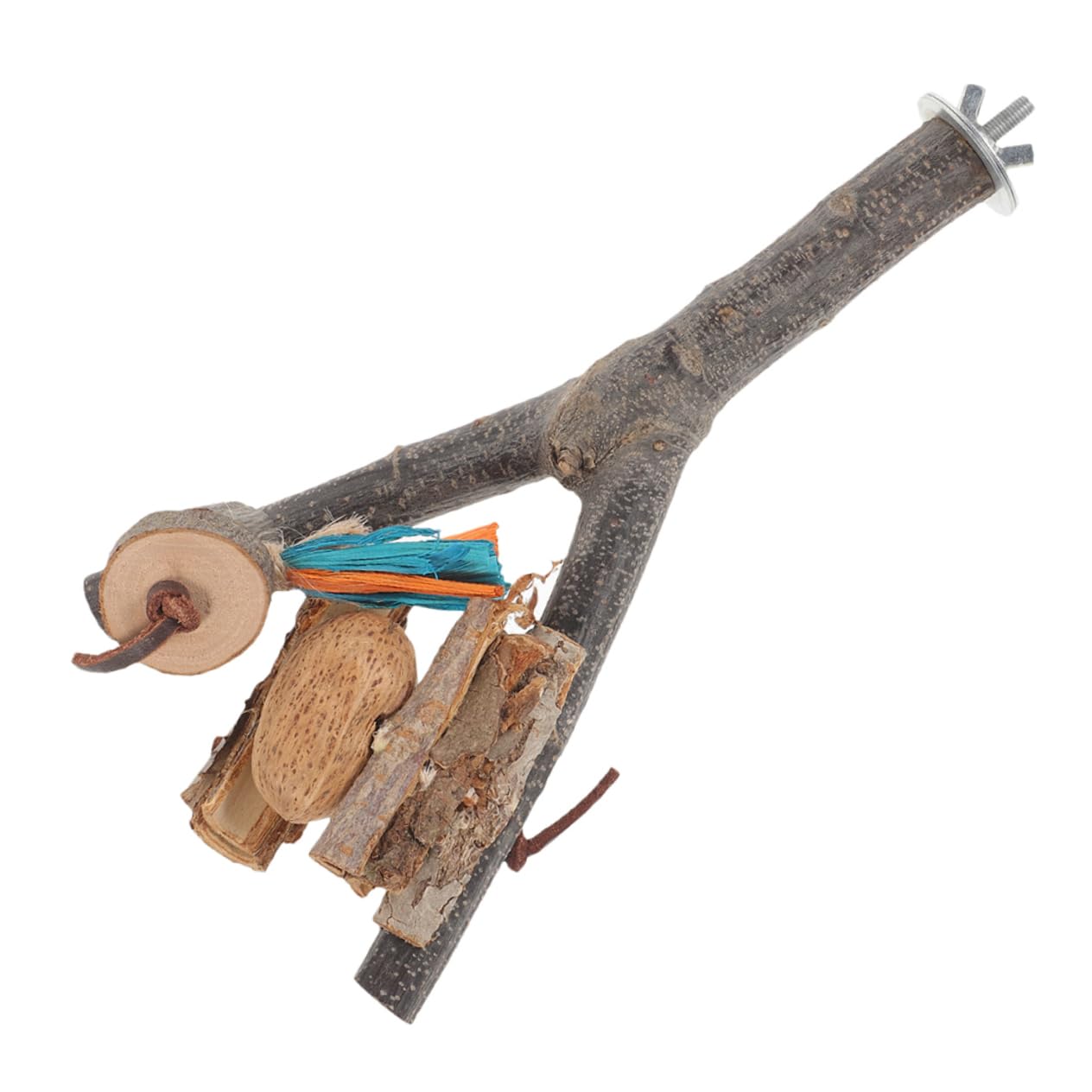 Sosoport Natural Wood Bird Perch Stand for Parrots and Parakeets Durable Chewing with Rough Surface for Foot Exercise for Bird Cages