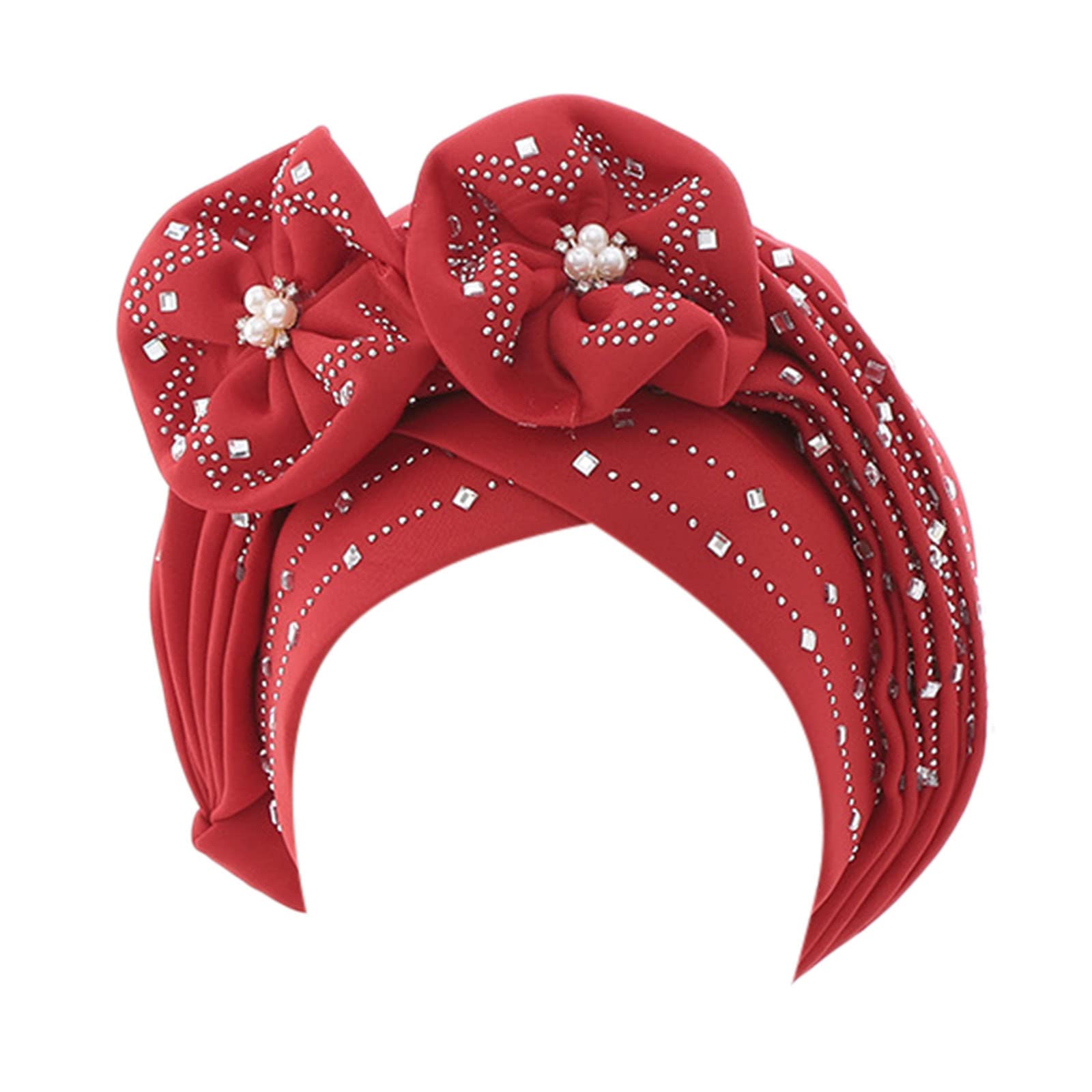 Fashion Women Beading Braid Hat Muslim Ruffle Cancer Wrap Cap Sleep Caps Satin Lined Hair Bonnets Large Bucket Hats for Women