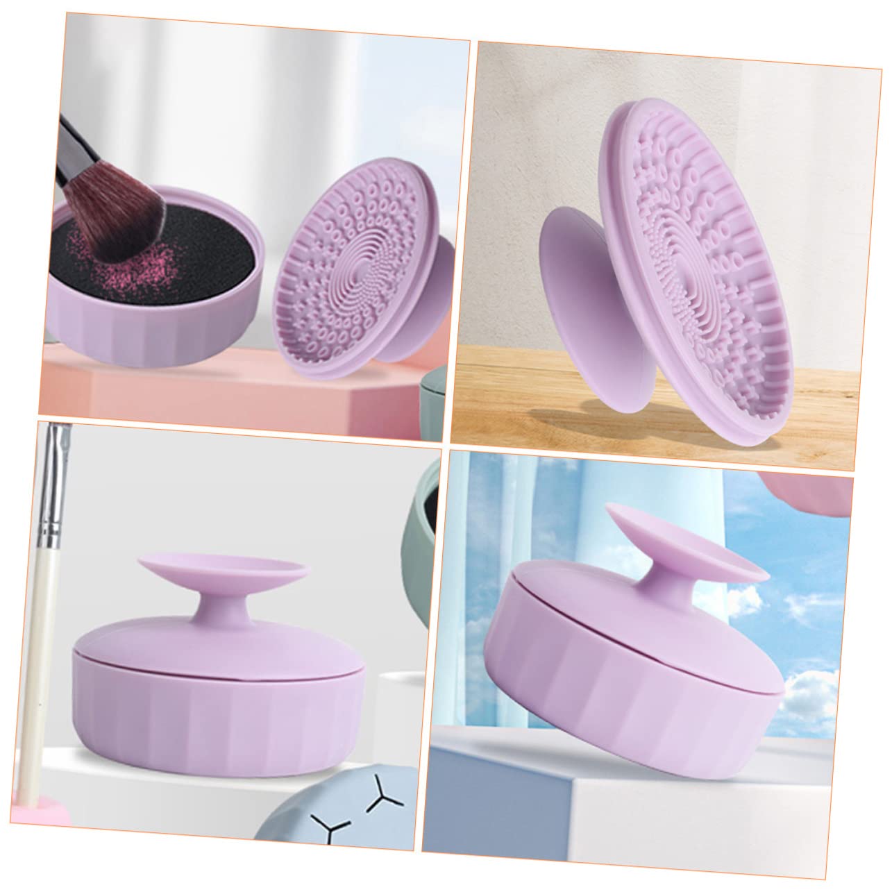 FRCOLOR 4stücke Reise Make-up Pinsel Reiniger Mit Faltbarer Reinigungsschale Nutzung Für Einfache Und Gründliche Von Kosmetikpinseln Tragbar Und Leicht Zu Verwenden