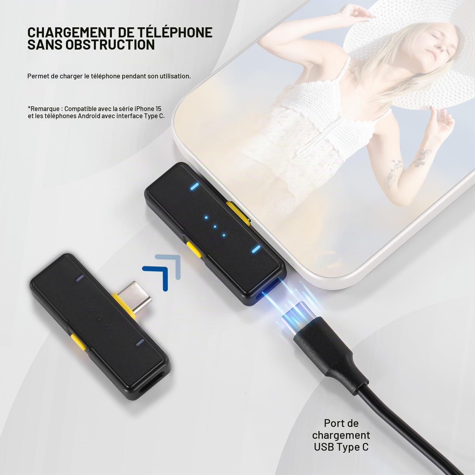 Neewer Kit Microphone Cravate sans Fil pour Phone avec USB TypeC,Micro Cravate pour iPhone1615 Série Téléphone Android,Système Microphone Cravate Antibruit,Enregistrement Vidéo en Direct Podcast,KM15