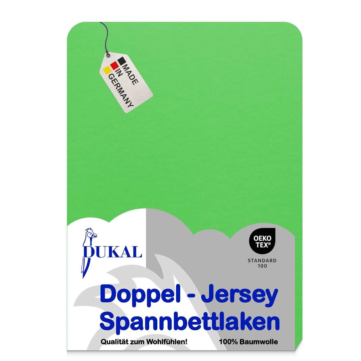 Dukal | Spannbettlaken | 140 x 200 cm | aus hochwertigem DOPPEL-Jersey | 100% Baumwolle | Farbe: apfelgrün