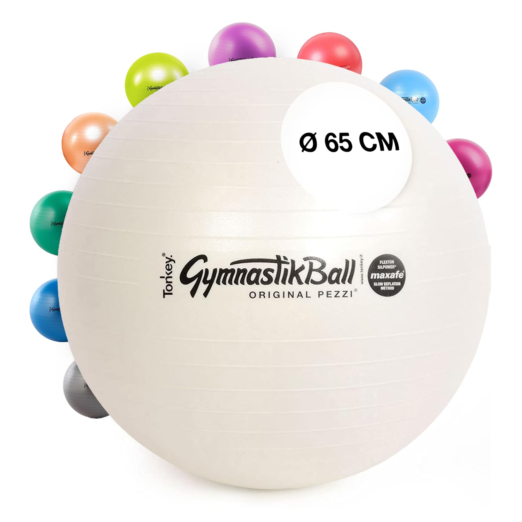 PEZZI Original Gymnastikball MAXAFE pearlwhite 65 cm Sitzball